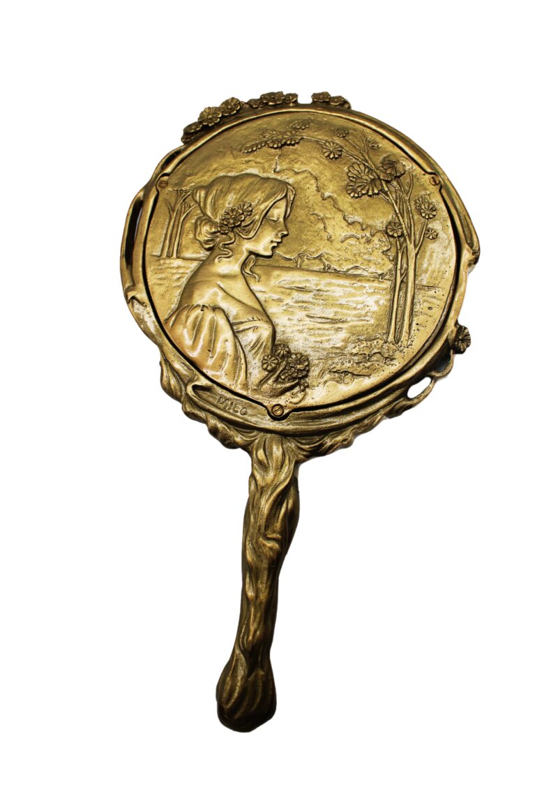ESPEJO DE MANO ART NOUVEAU  “NINFA” · BRONCE - Imagen 2